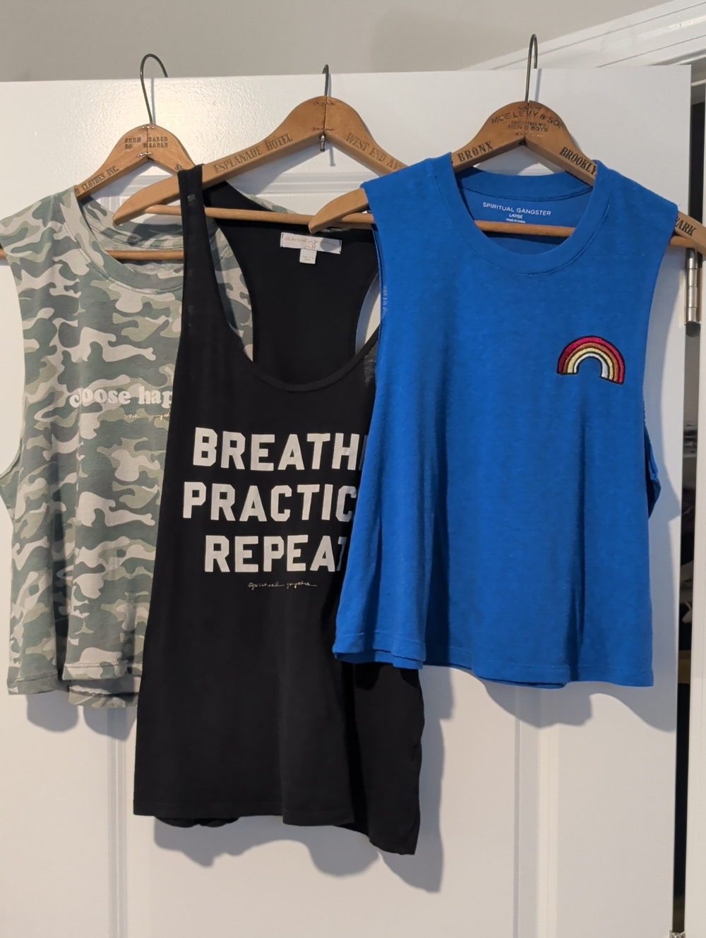 3 Tops - Spiritual Gangster Royal Blue Rainbow Patch Muscle Camo Tank